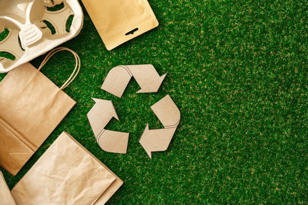 Craft paper eco bag, eco-friendly concept of consumption